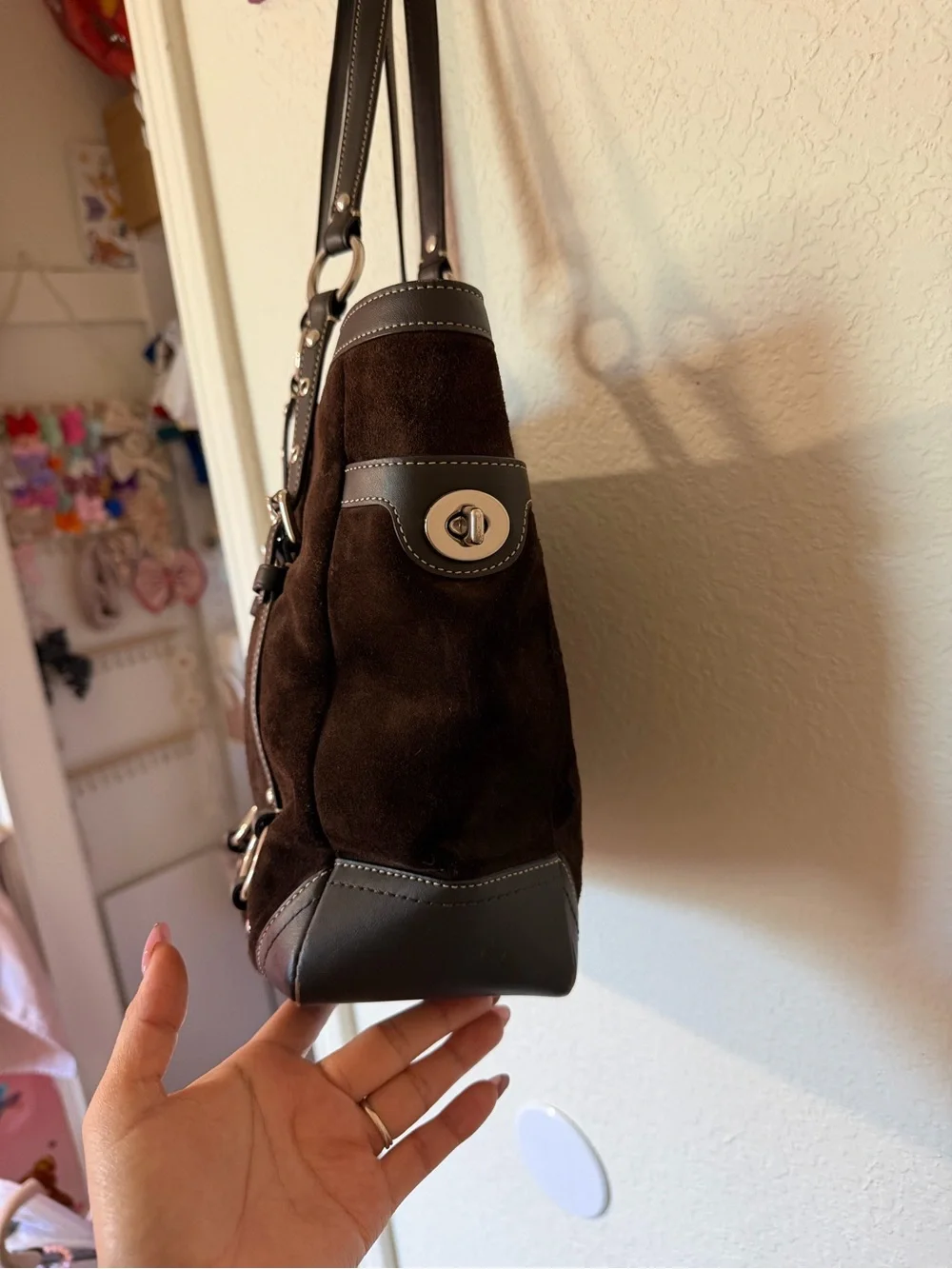 Coach Dark Brown Suede Leather Men's Messenger Tote